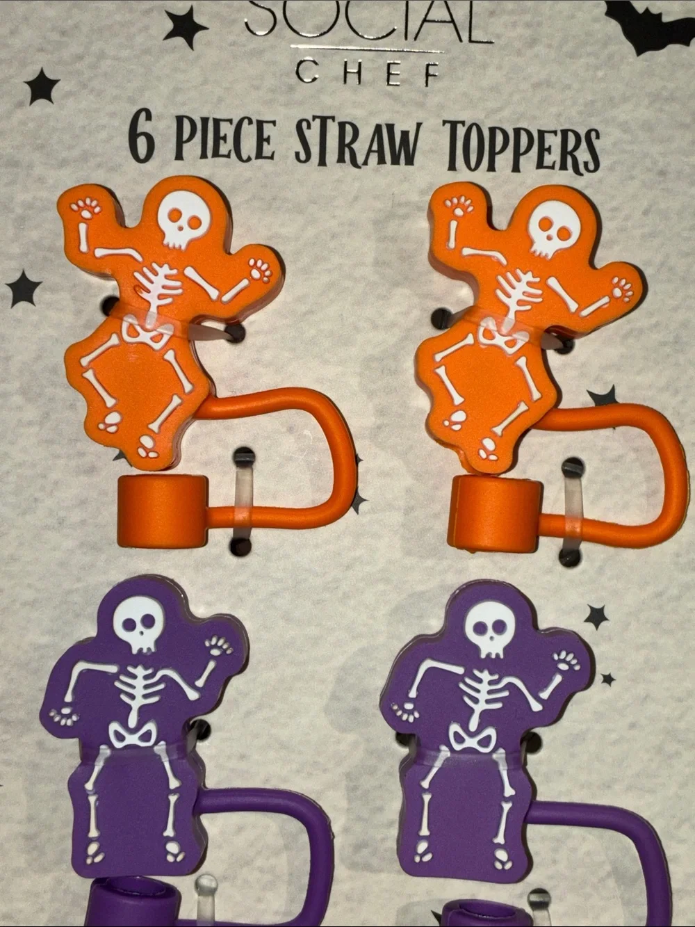 6Pk Skeleton Straw toppers
